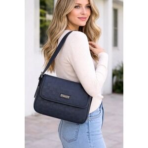 London Fog Houston Flap Shoulder Bag Black NWT + Dakota Zip Wallet Set